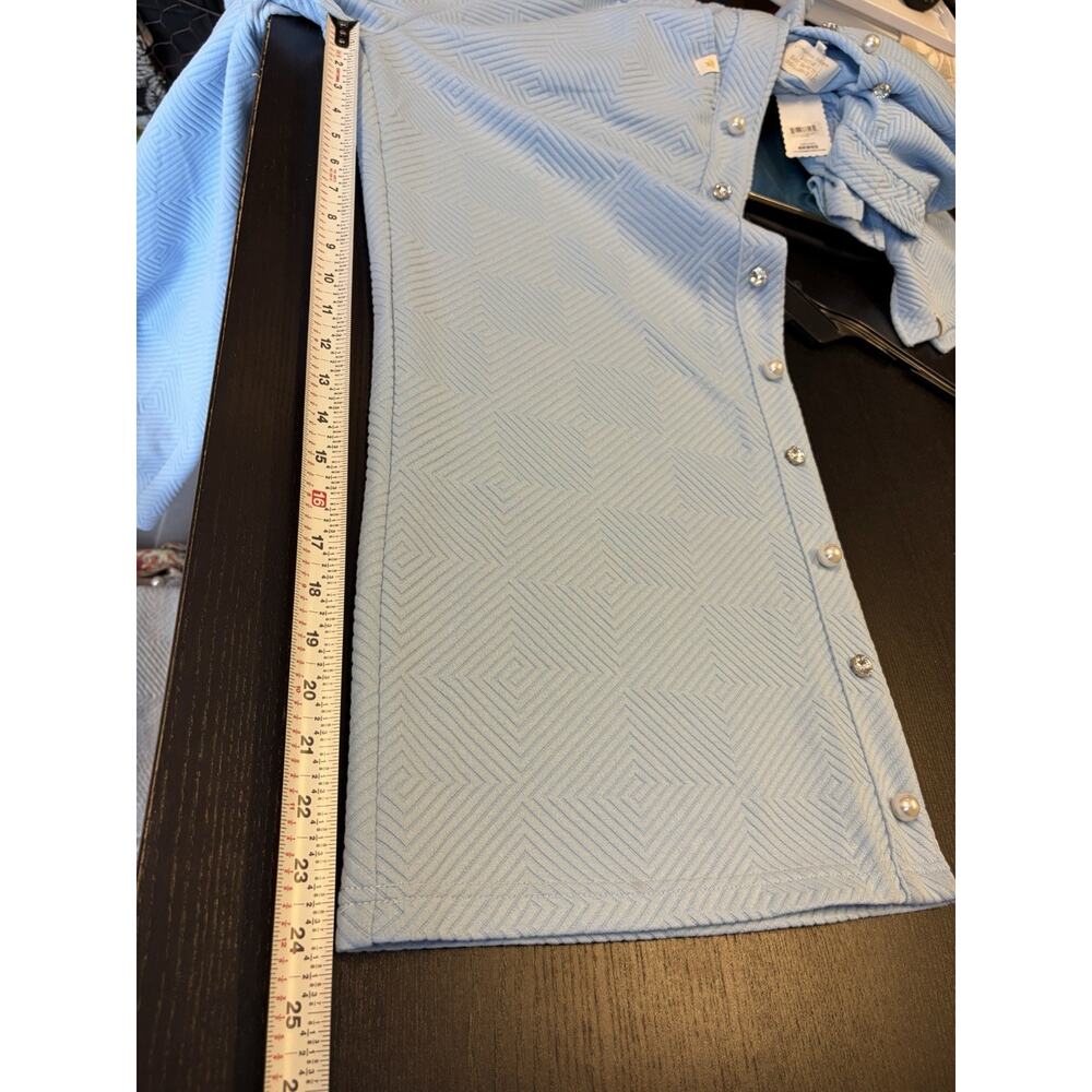 Simply Southern NWT XL Blue 2 Pc Lounge Set Pearl Rhinestone Top Wide Leg Pants - Picture 8 of 16